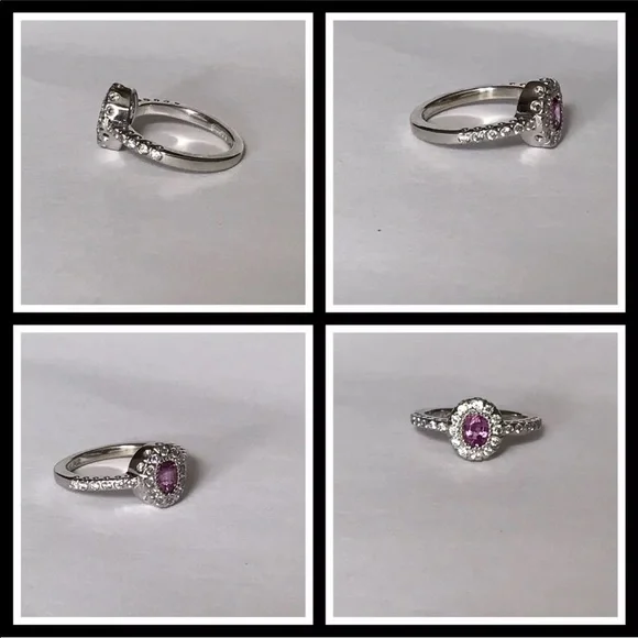 14k GENUINE Pink Sapphire & Diamond Halo Ring - Picture 10 of 15
